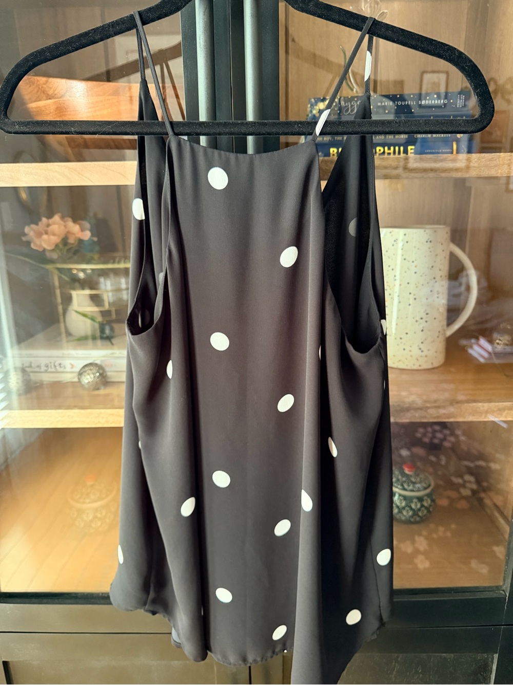 LOFT Black Cami with White Polka Dots - Picture 4 of 6